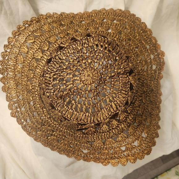 Eric Javits Brown/Gold Wide-Brimmed Woven Hat - Picture 12 of 16